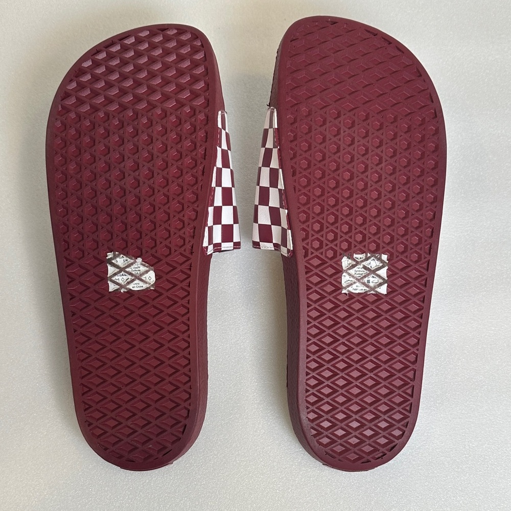 Vans Burgundy and White Checkered Slide Sandals - Picture 6 of 7